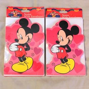 Vtg Sealed NOS 2 packs of 8 Mickey Mouse Valentines Greeting Notes & Envelopes